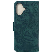 For iPhone 16 Plus Tiger Embossing Pattern Leather Phone Case(Green)