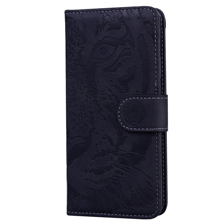 For iPhone 16 Tiger Embossing Pattern Leather Phone Case(Black)