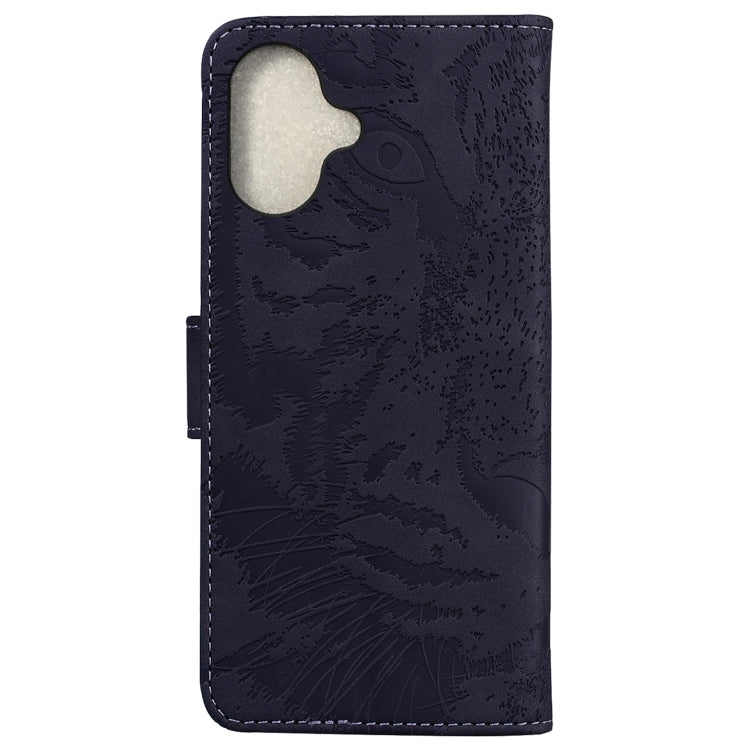 For iPhone 16 Tiger Embossing Pattern Leather Phone Case(Black)