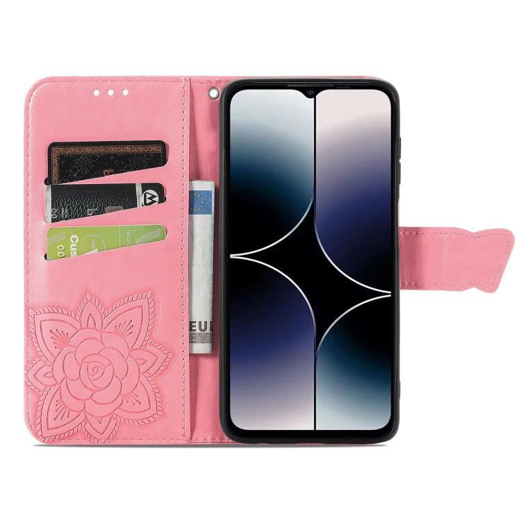 For Ulefone Note 16 Pro Butterfly Love Flower Embossed Leather Phone Case(Pink)