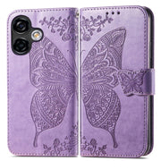 For Ulefone Note 16 Pro Butterfly Love Flower Embossed Leather Phone Case(Light Purple)