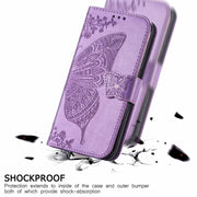 For Ulefone Note 16 Pro Butterfly Love Flower Embossed Leather Phone Case(Light Purple)