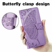 For Ulefone Note 16 Pro Butterfly Love Flower Embossed Leather Phone Case(Light Purple)