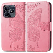 For Realme C53 Butterfly Love Flower Embossed Leather Phone Case(Pink)