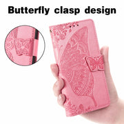 For Realme C53 Butterfly Love Flower Embossed Leather Phone Case(Pink)