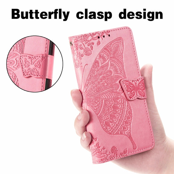 For Realme C53 Butterfly Love Flower Embossed Leather Phone Case(Pink)