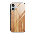 For iPhone 16 Plus Wood Grain Glass Phone Case(Yellow) - iPhone 16 Plus Cases by PMC TechLife | Online Shopping South Africa | PMC TechLife | Buy Now Pay Later Mobicred