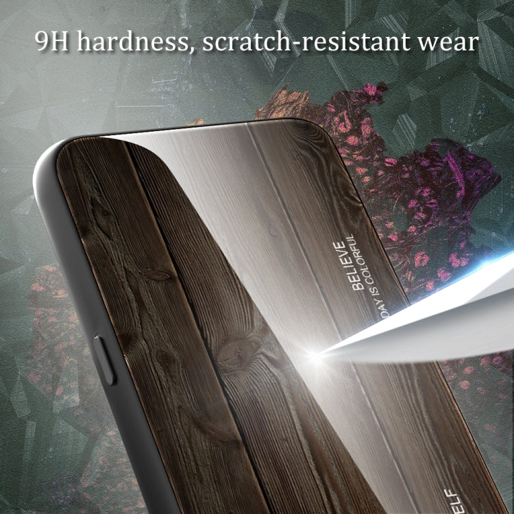 For iPhone 16 Pro Max Wood Grain Glass Phone Case(Black)