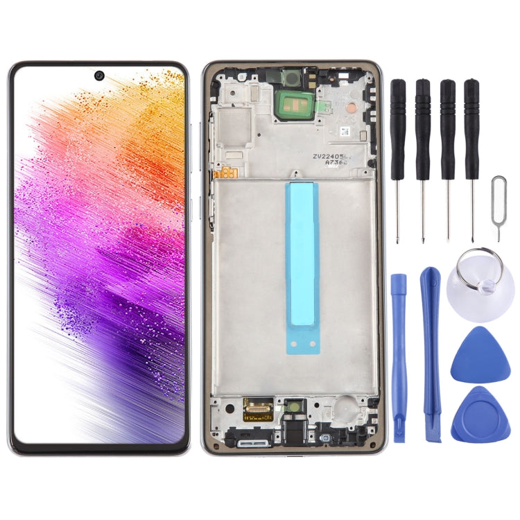 For Samsung Galaxy A73 5G SM-A736B OLED LCD Screen Digitizer Full Assembly with Frame(Black)