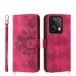 For Xiaomi Redmi Note 13 5G Skin-feel Flowers Embossed Wallet Leather Phone Case(Wine Red) - Note 13 Cases by PMC TechLife | Online Shopping South Africa | PMC TechLife | Buy Now Pay Later Mobicred