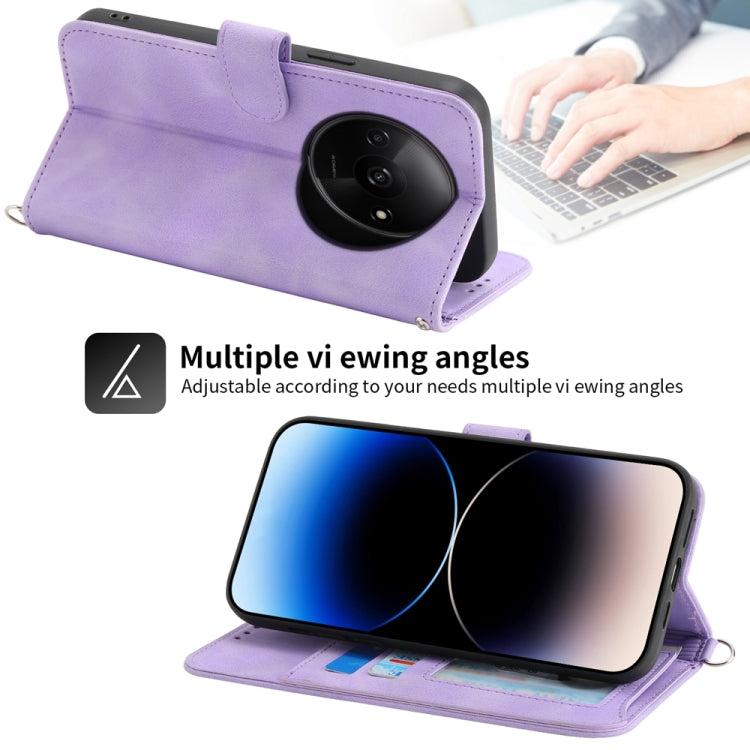 For Xiaomi Redmi A3 Skin-feel Flowers Embossed Wallet Leather Phone Case(Purple)