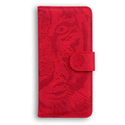 For Motorola Edge 2024 Tiger Embossing Pattern Leather Phone Case(Red)