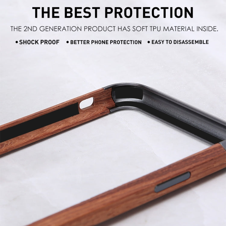 For iPhone XR R-JUST Metal + Wood Frame Protective Case