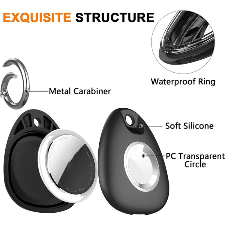 2pcs Water-resistant Anti-drop Anti-lost Tracker Positioning TPU Protective Case for AirTag(Black)