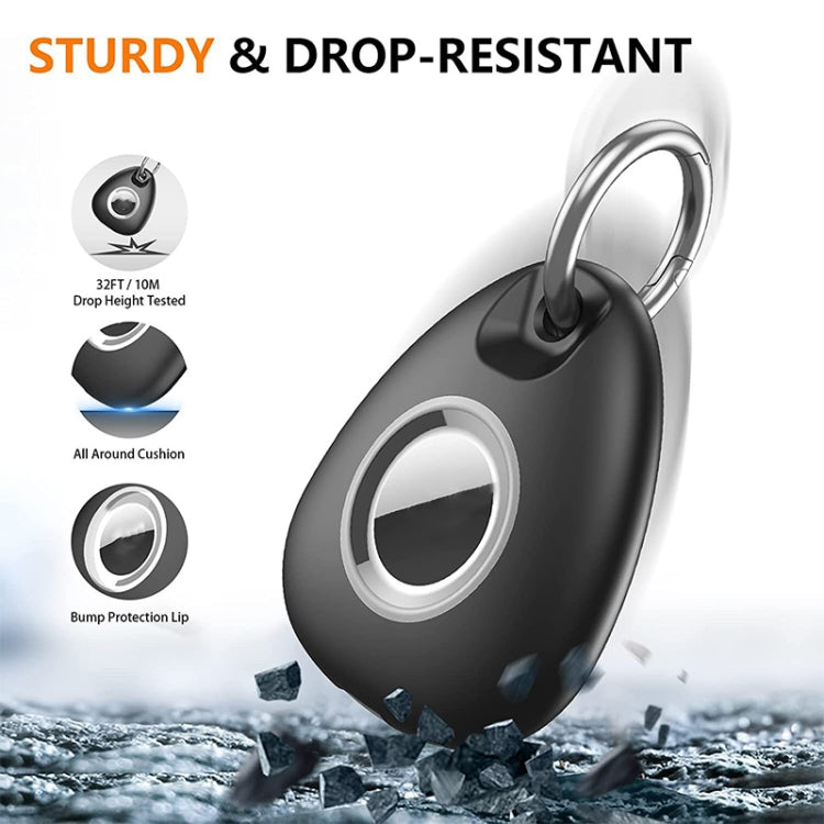 2pcs Water-resistant Anti-drop Anti-lost Tracker Positioning TPU Protective Case for AirTag(Black)