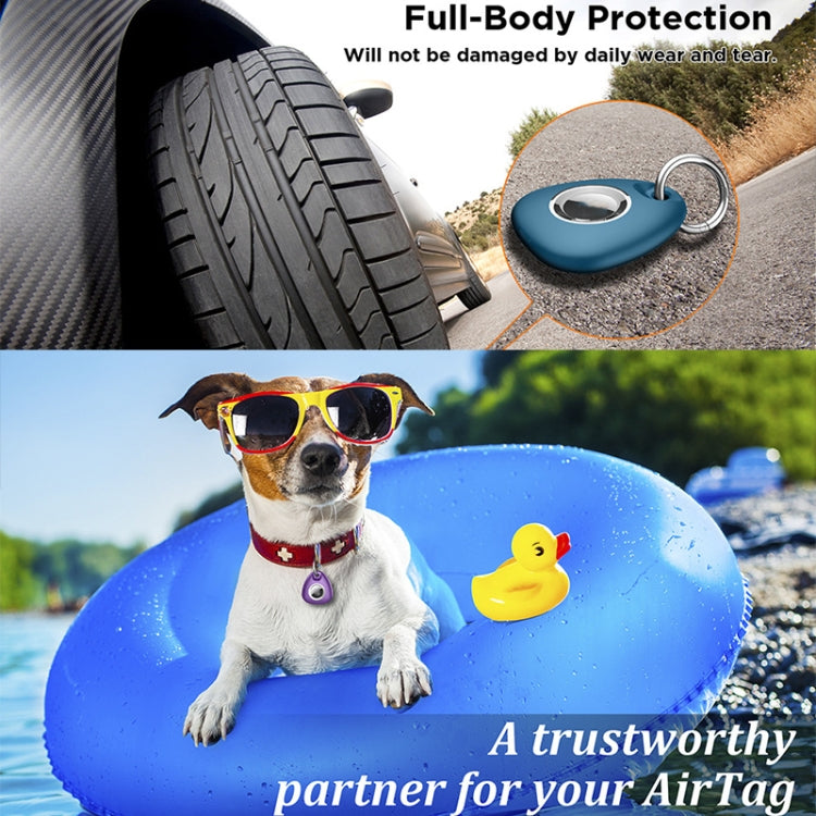 2pcs Water-resistant Anti-drop Anti-lost Tracker Positioning TPU Protective Case for AirTag(Black)