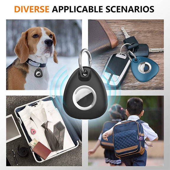 2pcs Water-resistant Anti-drop Anti-lost Tracker Positioning TPU Protective Case for AirTag(Black)