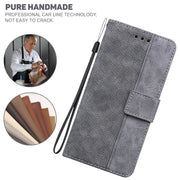 For iPhone 16e Geometric Embossed Leather Phone Case(Grey)
