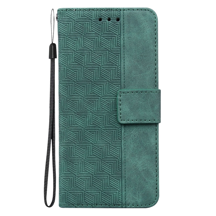 For iPhone 16 Plus Geometric Embossed Leather Phone Case(Green)
