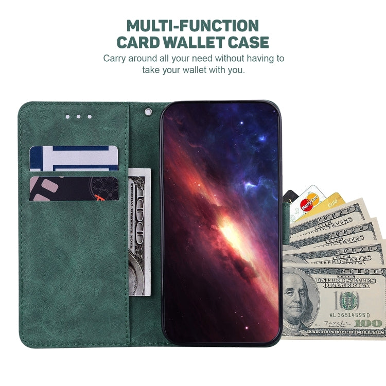 For iPhone 16 Plus Geometric Embossed Leather Phone Case(Green)