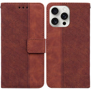 For iPhone 16 Pro Max Geometric Embossed Leather Phone Case(Brown)