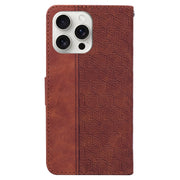 For iPhone 16 Pro Max Geometric Embossed Leather Phone Case(Brown)