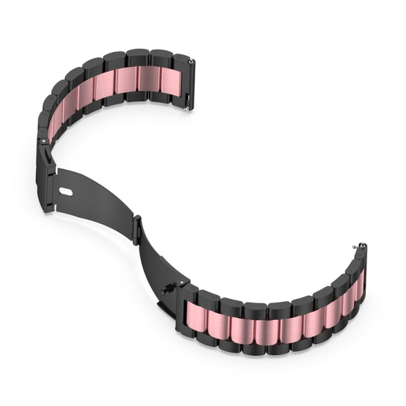 For Huawei Watch 4 / 4 Pro Three Bead Stainless Steel Watch Band(Black Pink)