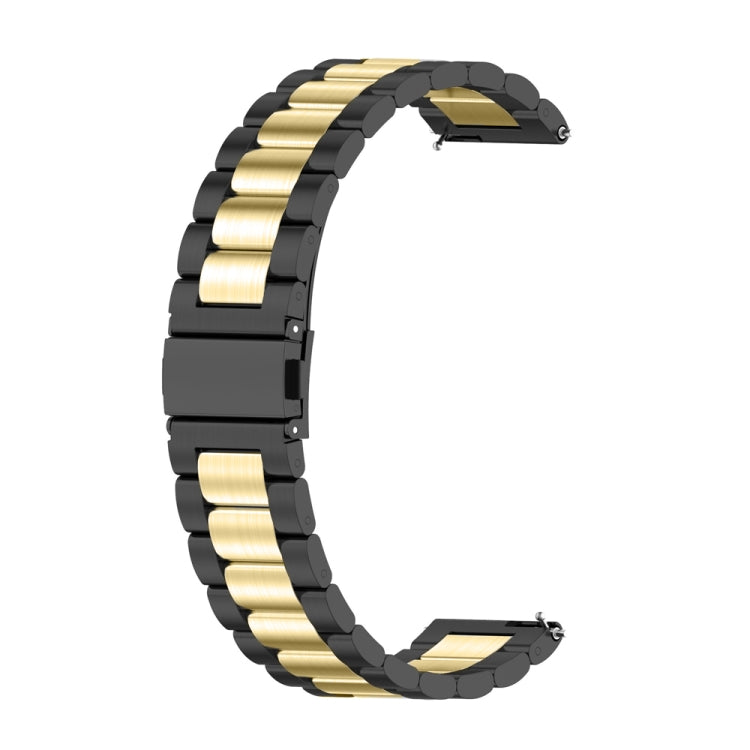 For Huawei Watch 4 / 4 Pro Three Bead Stainless Steel Watch Band(Black Retro Gold)