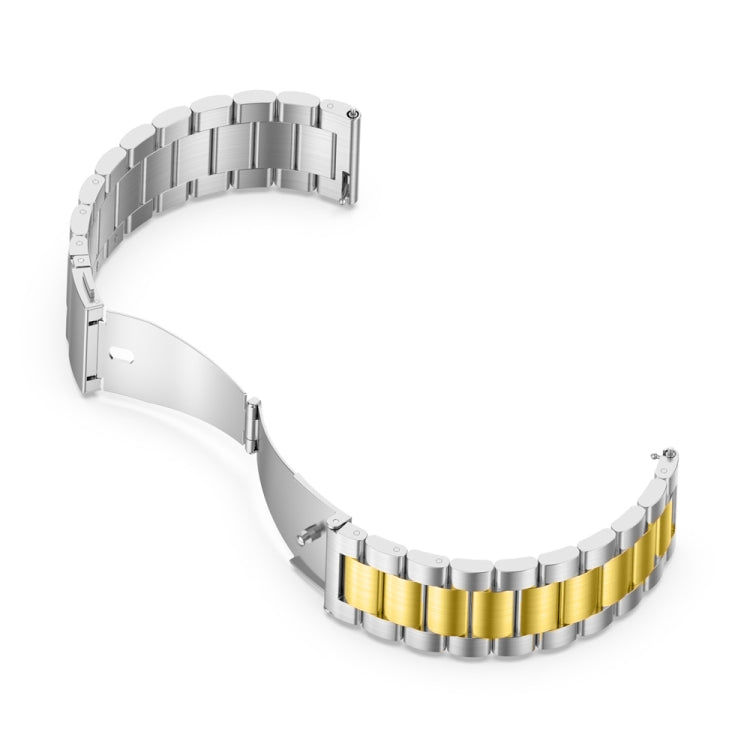 For Huawei Watch 4 / 4 Pro Three Bead Stainless Steel Watch Band(Silver Gold)