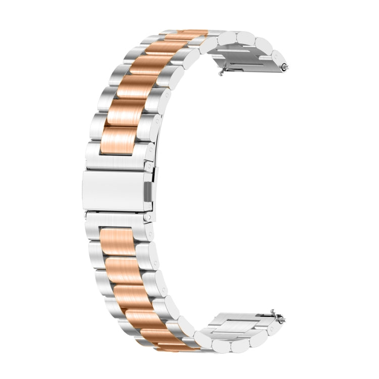 For Huawei Watch 4 / 4 Pro Three Bead Stainless Steel Watch Band(Silver Rose Gold)
