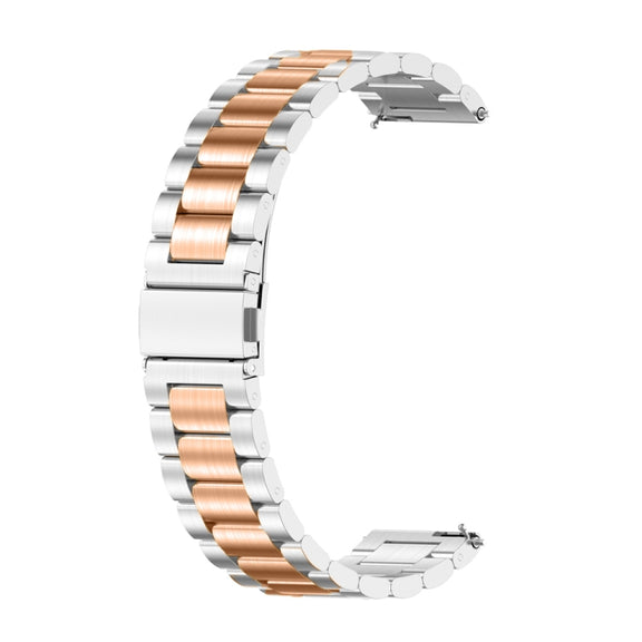 For Huawei Watch 4 / 4 Pro Three Bead Stainless Steel Watch Band(Silver Rose Gold)
