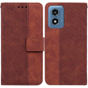 For Motorola Moto G Play 4G 2024 Geometric Embossed Leather Phone Case(Brown)
