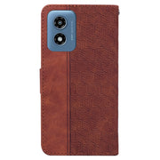 For Motorola Moto G Play 4G 2024 Geometric Embossed Leather Phone Case(Brown)