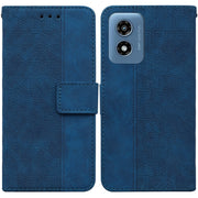 For Motorola Moto G Play 4G 2024 Geometric Embossed Leather Phone Case(Blue)