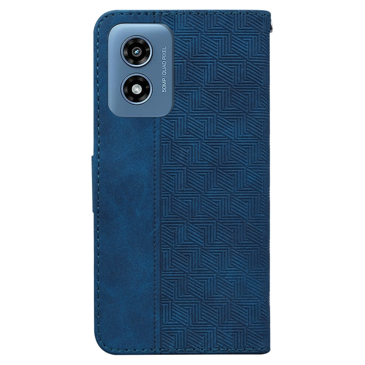 For Motorola Moto G Play 4G 2024 Geometric Embossed Leather Phone Case(Blue)