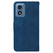 For Motorola Moto G Play 4G 2024 Geometric Embossed Leather Phone Case(Blue)