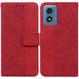 For Motorola Moto G Play 4G 2024 Geometric Embossed Leather Phone Case(Red) - Motorola Cases by PMC Jewellery | Online Shopping South Africa | PMC Jewellery | Buy Now Pay Later Mobicred