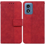 For Motorola Moto G Play 4G 2024 Geometric Embossed Leather Phone Case(Red)