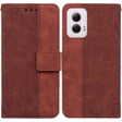 For Motorola Moto G Power 5G 2024 Geometric Embossed Leather Phone Case(Brown) - Motorola Cases by PMC Jewellery | Online Shopping South Africa | PMC Jewellery | Buy Now Pay Later Mobicred