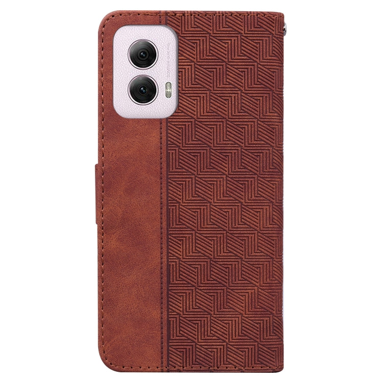 For Motorola Moto G Power 5G 2024 Geometric Embossed Leather Phone Case(Brown)