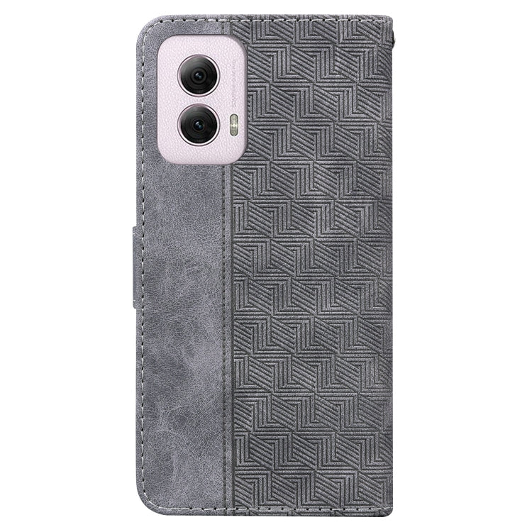 For Motorola Moto G Power 5G 2024 Geometric Embossed Leather Phone Case(Grey)