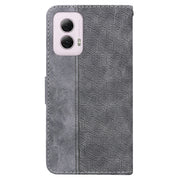 For Motorola Moto G Power 5G 2024 Geometric Embossed Leather Phone Case(Grey)