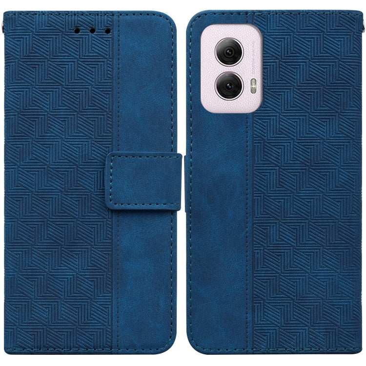 For Motorola Moto G Power 5G 2024 Geometric Embossed Leather Phone Case(Blue)