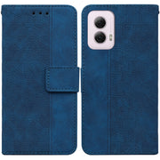 For Motorola Moto G Power 5G 2024 Geometric Embossed Leather Phone Case(Blue)