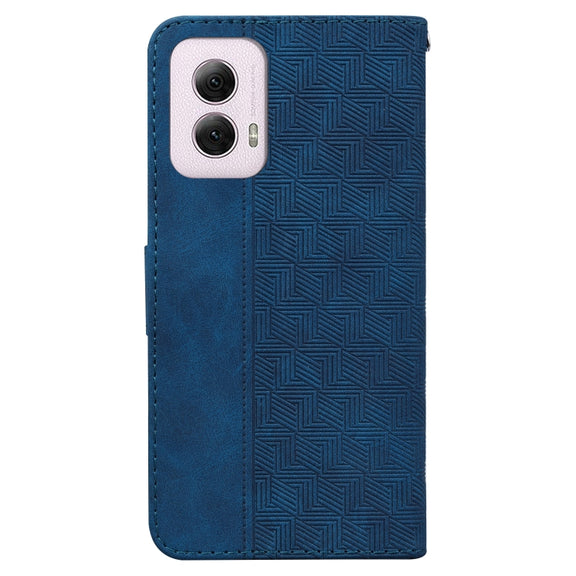 For Motorola Moto G Power 5G 2024 Geometric Embossed Leather Phone Case(Blue)