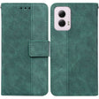 For Motorola Moto G Power 5G 2024 Geometric Embossed Leather Phone Case(Green) - free shipping - PMC Jewellery - Order now!