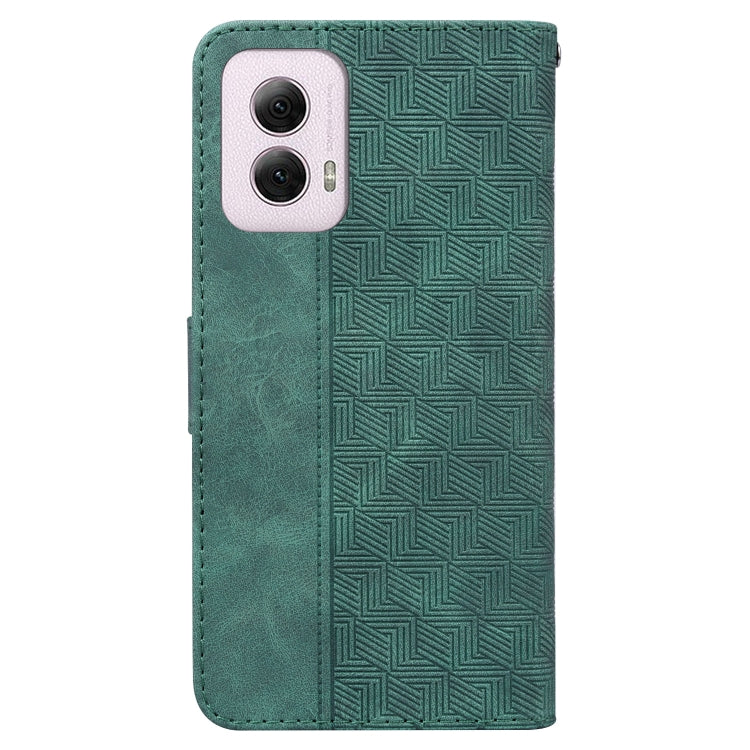 For Motorola Moto G Power 5G 2024 Geometric Embossed Leather Phone Case(Green)