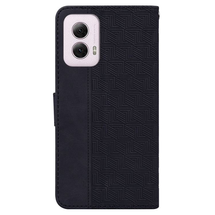 For Motorola Moto G Power 5G 2024 Geometric Embossed Leather Phone Case(Black)