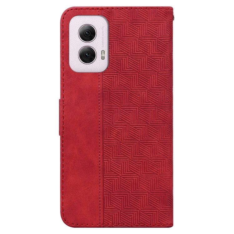 For Motorola Moto G Power 5G 2024 Geometric Embossed Leather Phone Case(Red)