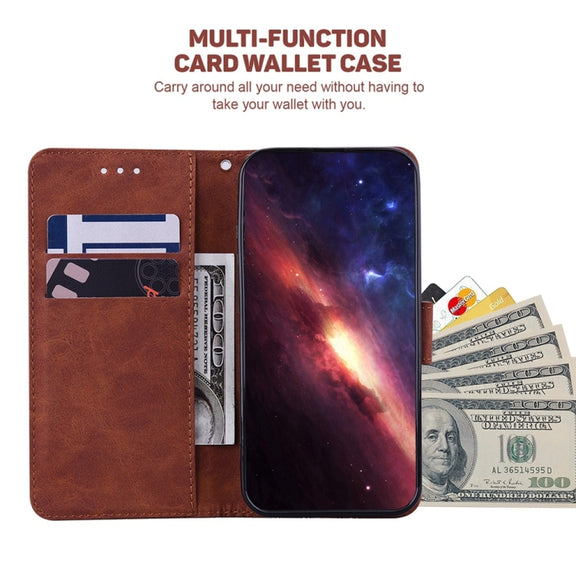 For Motorola Edge 2024 Geometric Embossed Leather Phone Case(Brown)